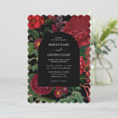 Invitation Moody Florals Arc Noir Bourgogne Rouge Mariage (Debout devant)