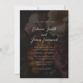 Invitation Moody Florals Dark Botanical Calligraphy Mariage (Devant)
