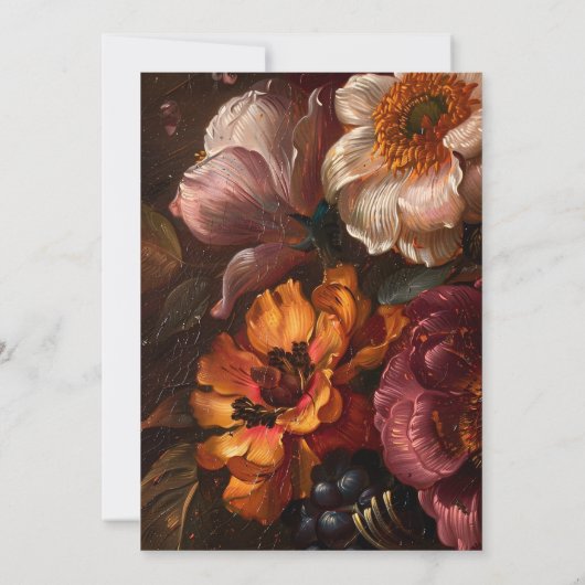 Invitation Moody Florals Dark Botanical Calligraphy Mariage (Dos)