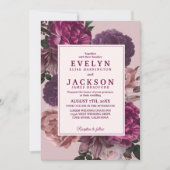 Invitation Moody foncé Aquarelle florale Mariage hivernal (Devant)