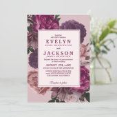 Invitation Moody foncé Aquarelle florale Mariage hivernal (Debout devant)