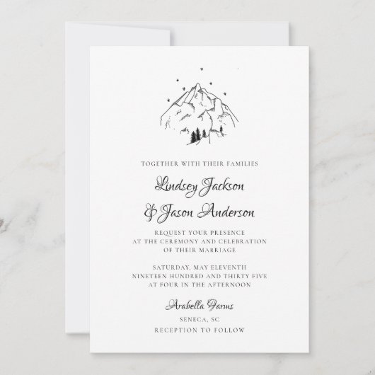 Invitation Moody foncé Bohemian Rustic Mountain Mariage (Devant)