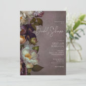 Invitation Moody foncé Bourgogne & Fête des mariées florale c (Debout devant)