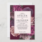 Invitation Moody foncé Cascade florale automne hiver Mariage  (Devant)