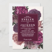 Invitation Moody foncé Cascade florale automne hiver Mariage  (Devant)