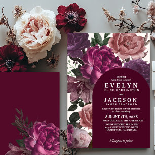 Invitation Moody foncé Cascade florale automne hiver Mariage