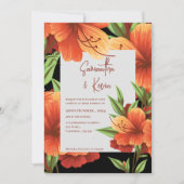 Invitation Moody foncé Elégant Mariage Floral Orange (Devant)