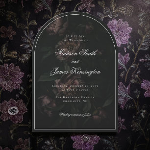 Invitation Moody foncé Floral Romantique Black Peony Mariage