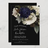 Invitation Moody foncé hiver Mariage floral (Devant / Derrière)