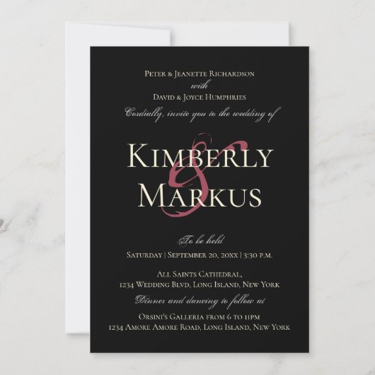 Invitation Moody foncé Mariage Claret Red Poinsettia Monogram (Dos)