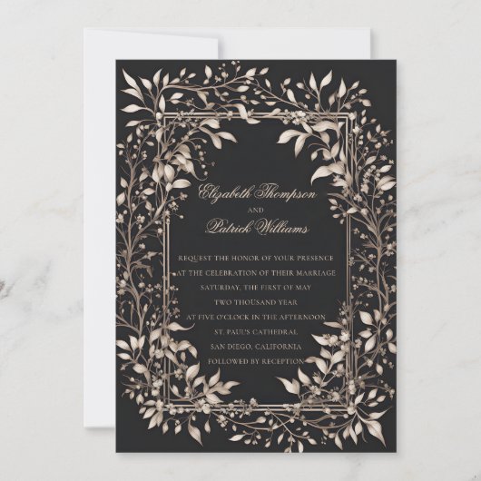 Invitation Moody Forest Botanical Formal Classic Mariage (Devant)