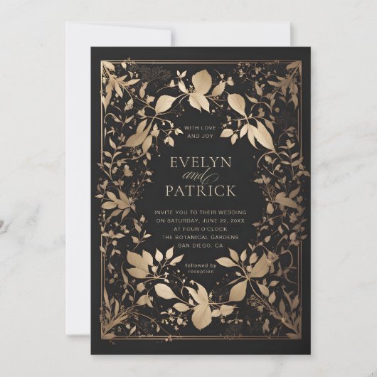 Invitation Moody Forest Botanical Moderne Mariage d'or classi (Devant)