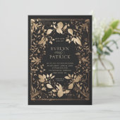 Invitation Moody Forest Botanical Moderne Mariage d'or classi (Debout devant)