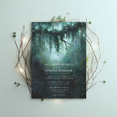 Invitation Moody Forest enchanted Bleu moderne Mariage foncé