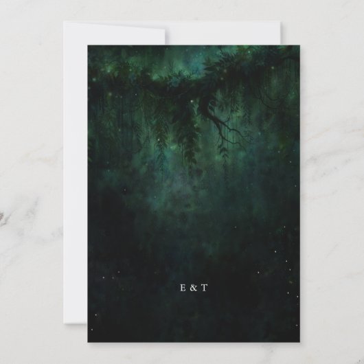Invitation Moody Forest enchantée Magique moderne Mariage fon (Dos)
