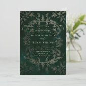 Invitation Moody Forest Faux Embossés Mariage moderne classiq (Debout devant)