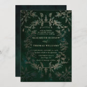 Invitation Moody Forest Faux Embossés Mariage moderne classiq (Devant / Derrière)