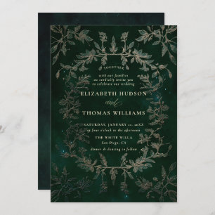 Invitation Moody Forest Faux Embossés Mariage moderne classiq