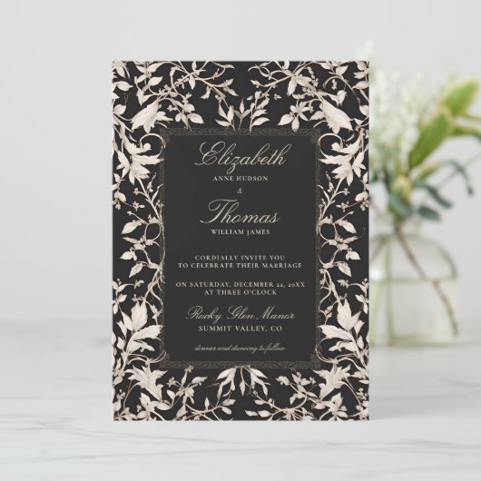 Invitation Moody Forest Foliage Frame Moderne Classique Maria (Debout devant)