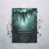 Invitation Moody Forest Green Enchanted Blue Dark Mariage