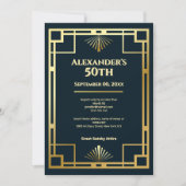 Invitation Moody Gatsby Art Deco 50th Birthday Party (Devant)