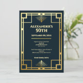 Invitation Moody Gatsby Art Deco 50th Birthday Party (Debout devant)