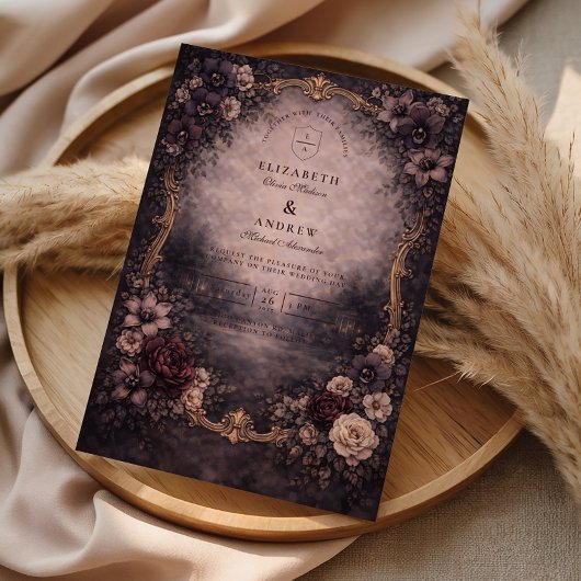 Invitation Moody Gold Baroque Wedding