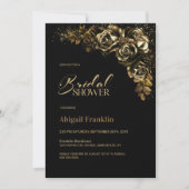 Invitation Moody Gold Floral Fête des mariées (Devant)