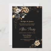 Invitation Moody Gold Floral Mariage noir après la fête (Devant)