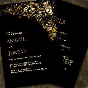 Invitation Moody Gold Floral tout en un Mariage