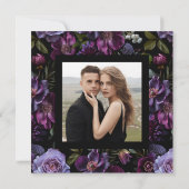 Invitation Moody Gothic Floral Carré Mariage photo (Dos)