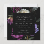 Invitation Moody Gothic Floral Carré Mariage photo (Devant)