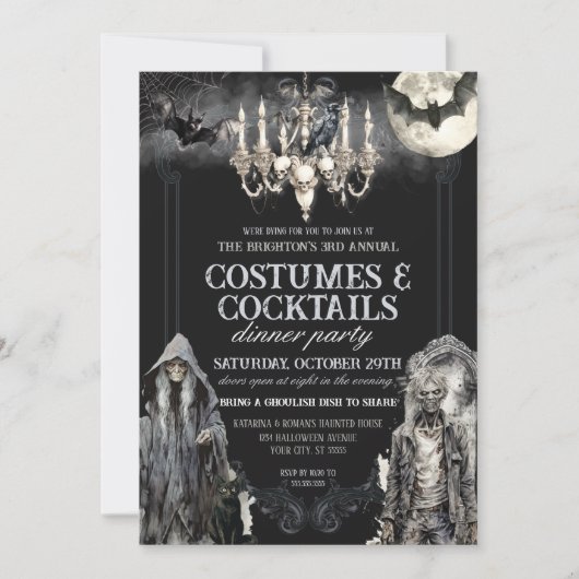 Invitation Moody Gothic Halloween Costume Cocktail Party (Devant)