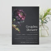 Invitation Moody Gothic Purple Black Peony Couples Douche (Debout devant)