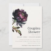 Invitation Moody Gothic Purple Black Peony Couples Douche (Devant)