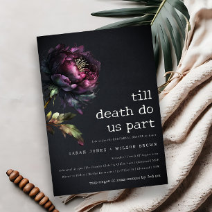 Invitation Moody Gothic Purple Black Peony Dîner De Répétitio