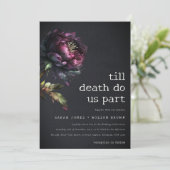 Invitation Moody Gothic violet foncé Mariage de pivoine noire (Debout devant)