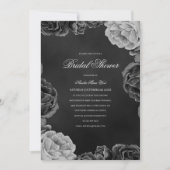 Invitation Moody gothique Fête des mariées florale gris monoc (Devant)