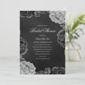 Invitation Moody gothique Fête des mariées florale gris monoc (Debout devant)