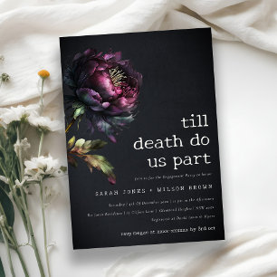 Invitation Moody Gothique Purple Black Peony Fiançailles