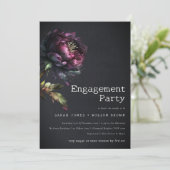 Invitation Moody Gothique Purple Black Peony Fiançailles (Debout devant)