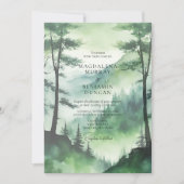 Invitation Moody Green Mountain Pine Tree Forêt Mariage (Devant)