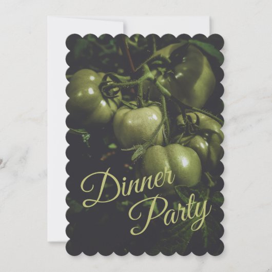 Invitation Moody Green Rustic Tomato Dinner Party (Devant)