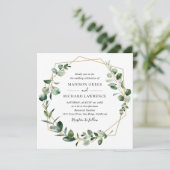 Invitation Moody Greenery avec Mariage de cadre géométrique o (Debout devant)
