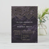Invitation Moody Hues Amethyst Mariage en marbre violet (Debout devant)