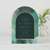 Invitation Moody Ink Emerald Gold Arch Abstrait ID988 (Debout devant)