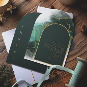Invitation Moody Ink Emerald Gold Arch Enterrement de Vie de 