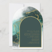 Invitation Moody Ink Emerald Gold Fête des mariées Arch ID988 (Devant)