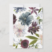 Invitation Moody Jewel Tone Floral Mariage Informations clien (Dos)