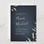 Invitation Moody marine minima botanique mariage (Devant)